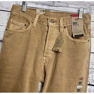 Levi's Women 501 Original Fit Unbasic Khaki High Rise Jeans 27x30 Beige NWT